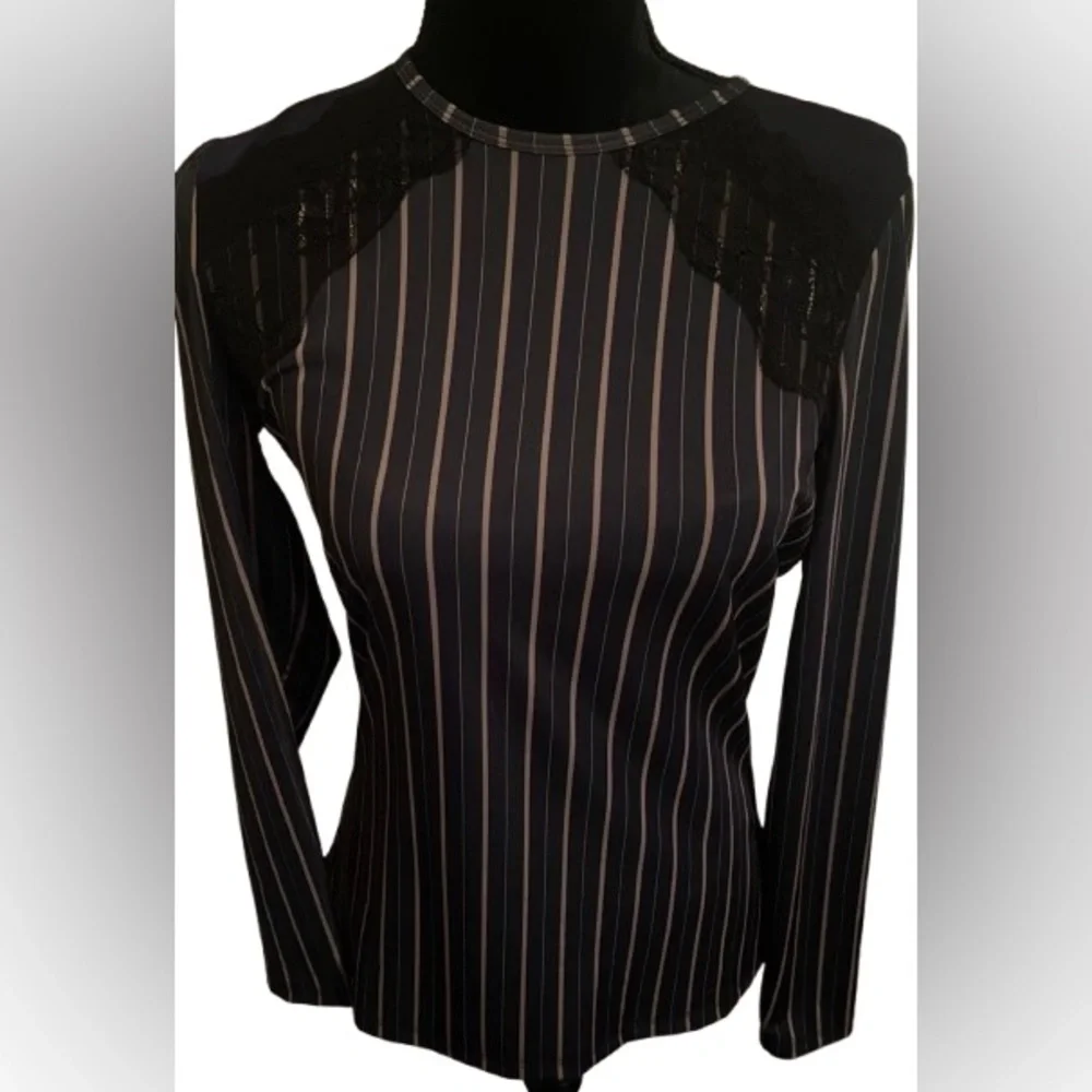 Zara Striped Top with Lace Detail